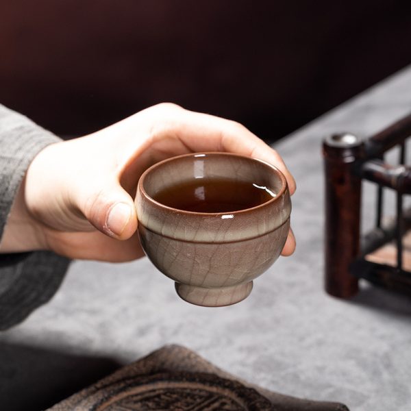 龙泉青瓷 功夫茶具品茗杯茶杯单个杯 陶瓷传世哥窑手工主人杯茶碗