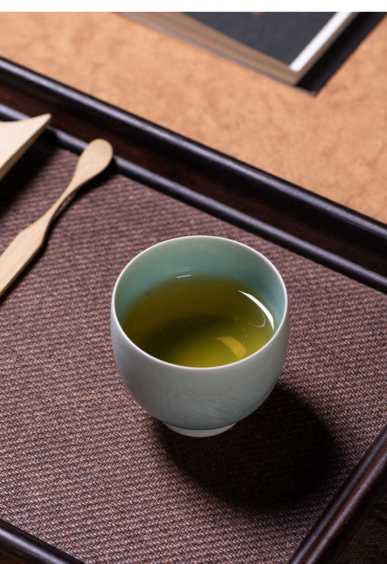 龙泉青瓷 高档功夫茶杯主人杯单杯 陶瓷李茂林手工个人专用品茗杯