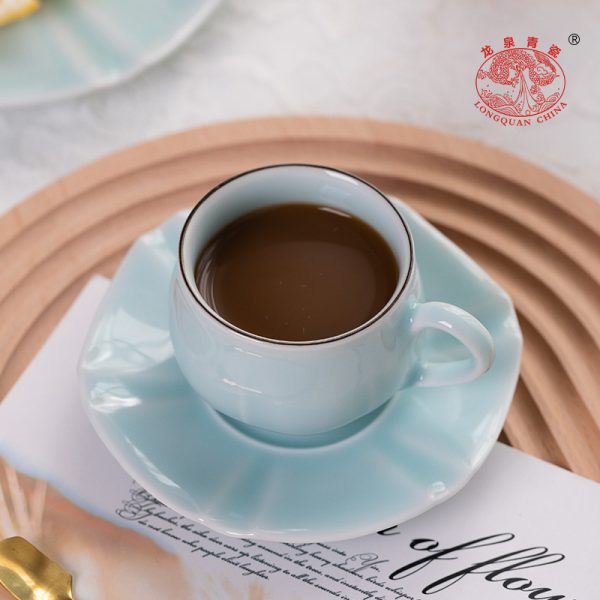 龙泉青瓷欧式咖啡杯高档英式陶瓷花茶杯子杯碟简约下午茶具红茶杯