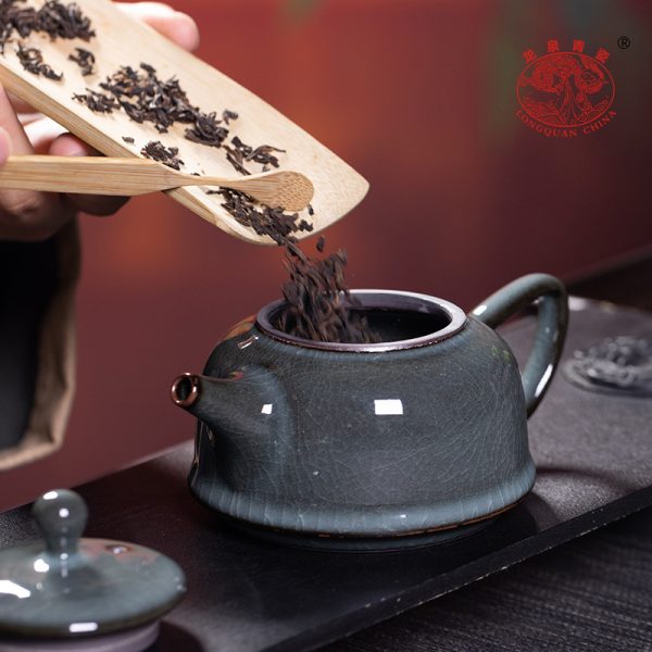 龙泉青瓷铁胎泡茶壶茶杯套装陶瓷家用哥窑冰裂高档礼盒功夫茶具