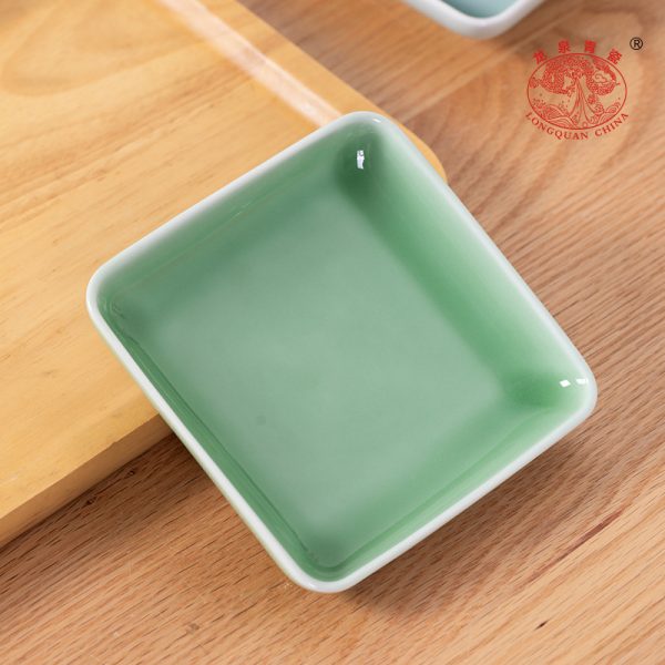 龙泉青瓷方盘家用陶瓷平盘小吃碟冷菜盘创意盘子新款2024凉菜菜碟