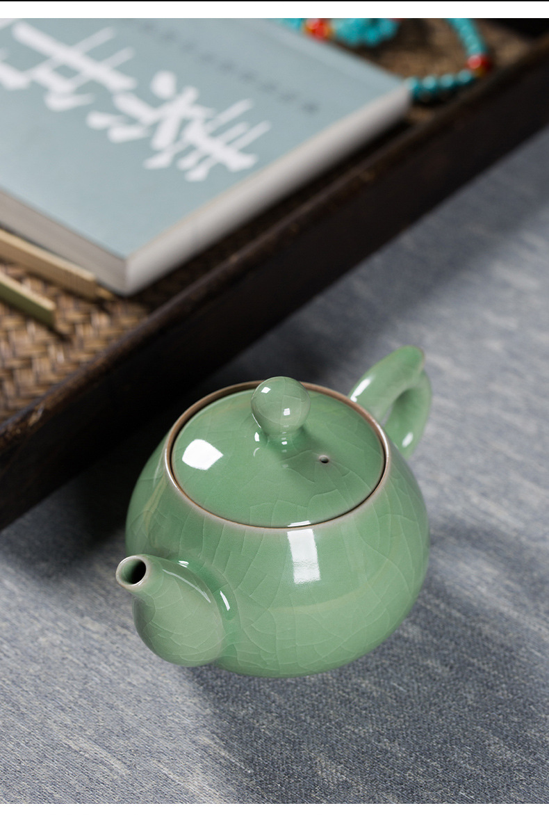 龙泉青瓷 创意家用茶壶功夫茶具过滤壶单壶 陶瓷中式大容量泡茶壶