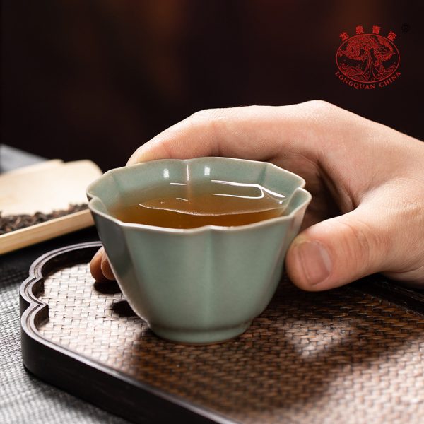龙泉青瓷 创意汝窑天青主人杯手工杯 陶瓷功夫茶杯品茗杯单杯茶碗