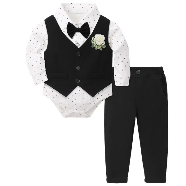 男童绅士西服套装新款周岁生日礼服马甲三件套婴儿抓周衣服屁衬衫