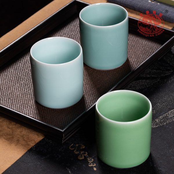 龙泉青瓷 茶杯家用大容量会客喝水杯单杯 陶瓷商务随手杯子可乐杯