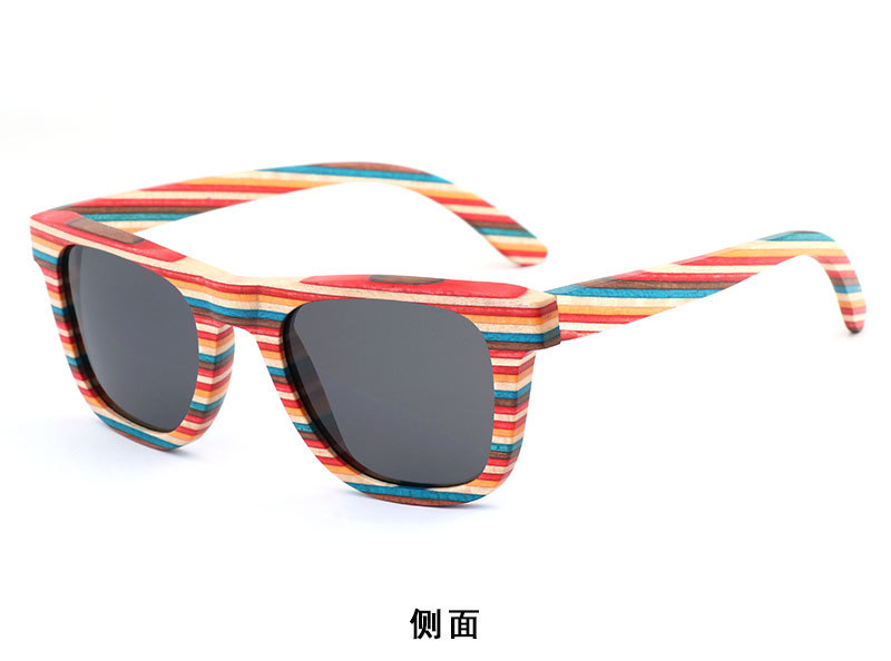 新款跨境男女士竹木眼镜  时尚彩木多层偏光太阳眼镜  UV400 现货