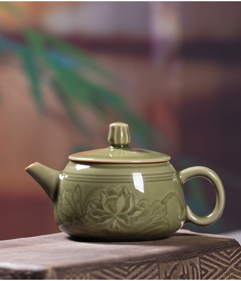 龙泉青瓷 创意原矿手工仿古功夫茶壶 陶瓷茶具茶道配件泡茶壶单壶