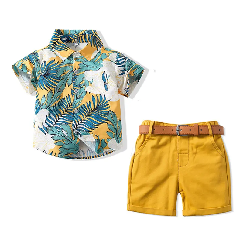 跨境 男童套装夏季新款沙滩服1.2.3.4岁休闲海边度假印花童装代发