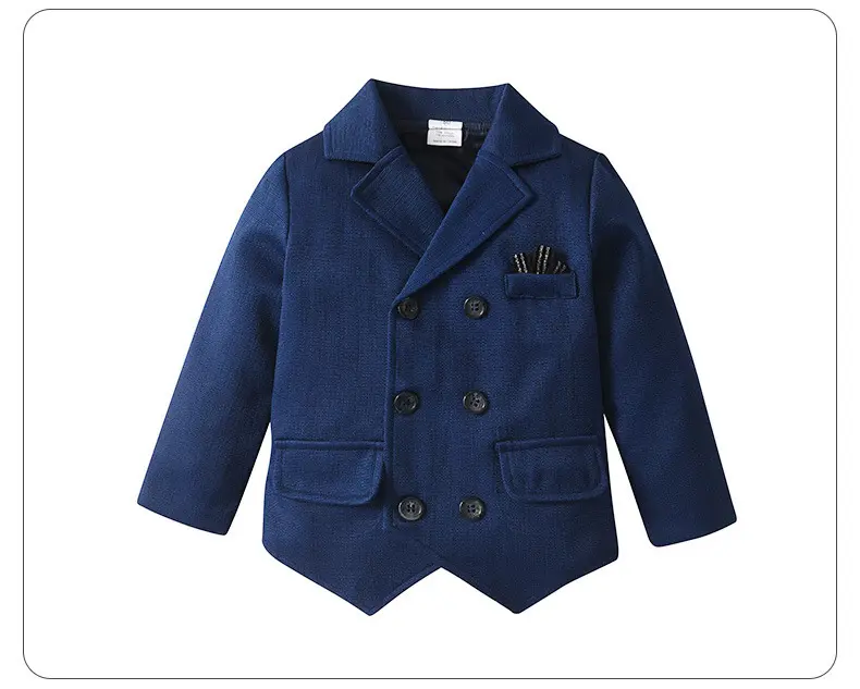 跨境童装批发春秋长袖儿童衣服宝宝带马甲绅士礼服三件套男童套装