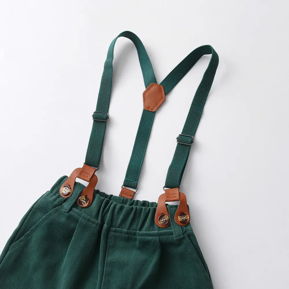 儿童秋装外贸童装圣诞印花长袖衬衫背带裤中大童套装男宝周岁礼服