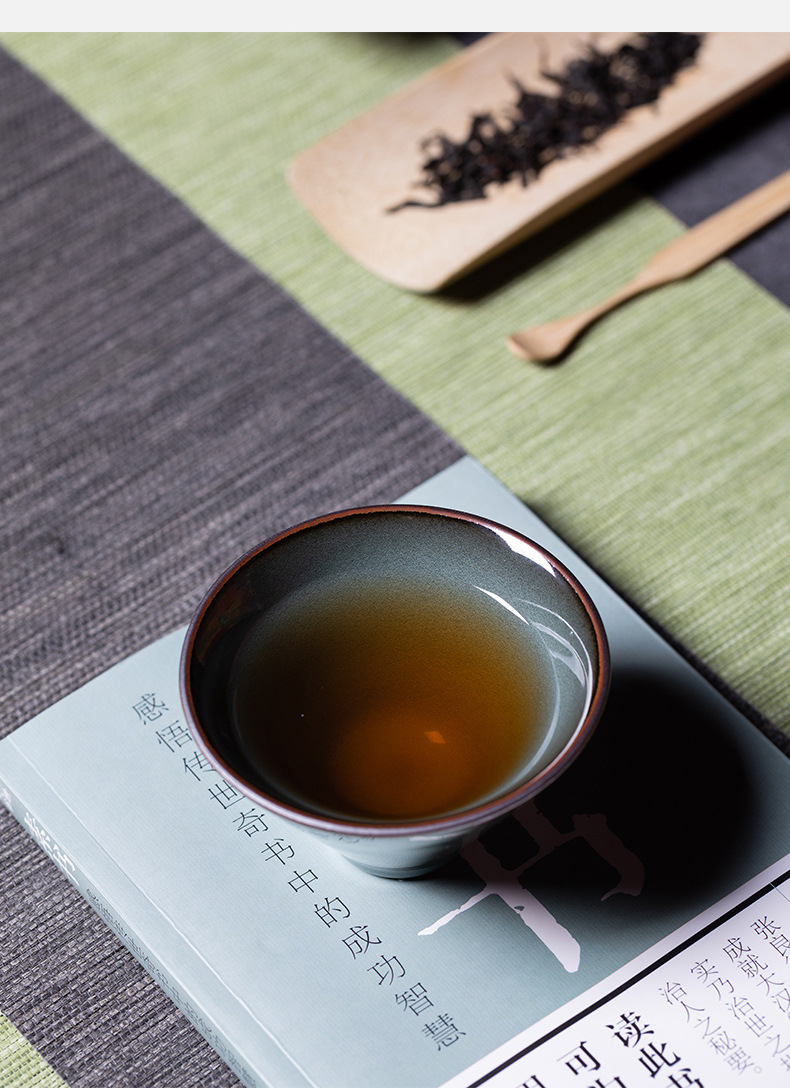 龙泉青瓷 家用功夫茶杯创意手工铁胎主人杯 陶瓷大容量品茗杯单杯