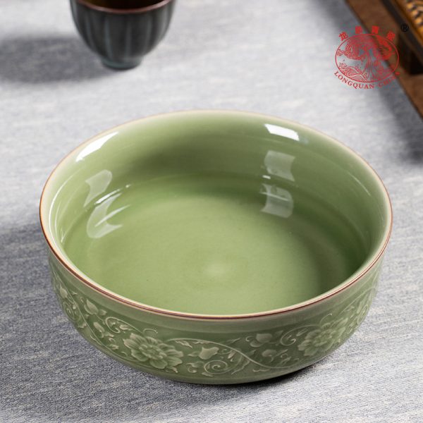 龙泉青瓷 大号仿古茶洗 陶瓷中式复古水洗功夫茶具茶道配件水盂