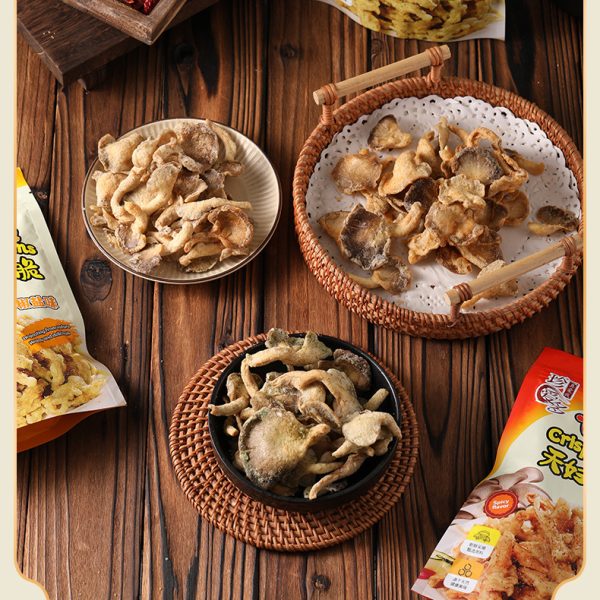 酥脆蘑菇菌菇脆即食1kg批发儿童解馋零食天妇罗平菇脆厂家批货代