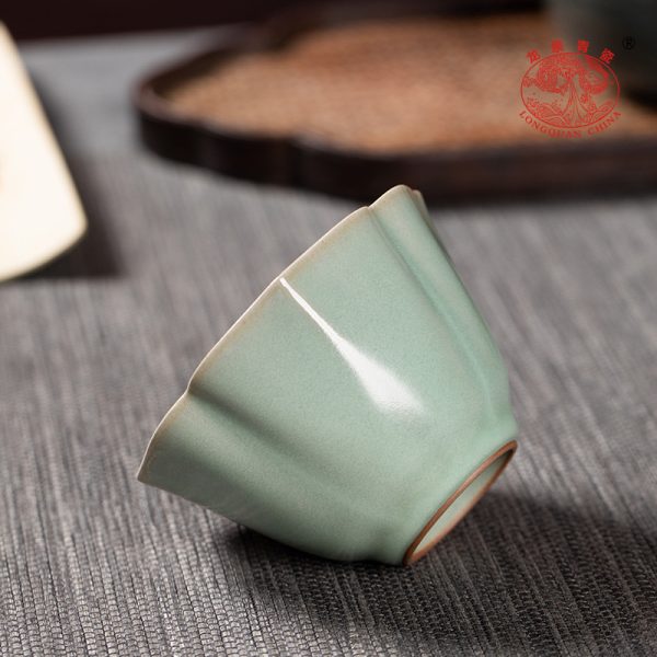 龙泉青瓷 创意汝窑天青主人杯手工杯 陶瓷功夫茶杯品茗杯单杯茶碗