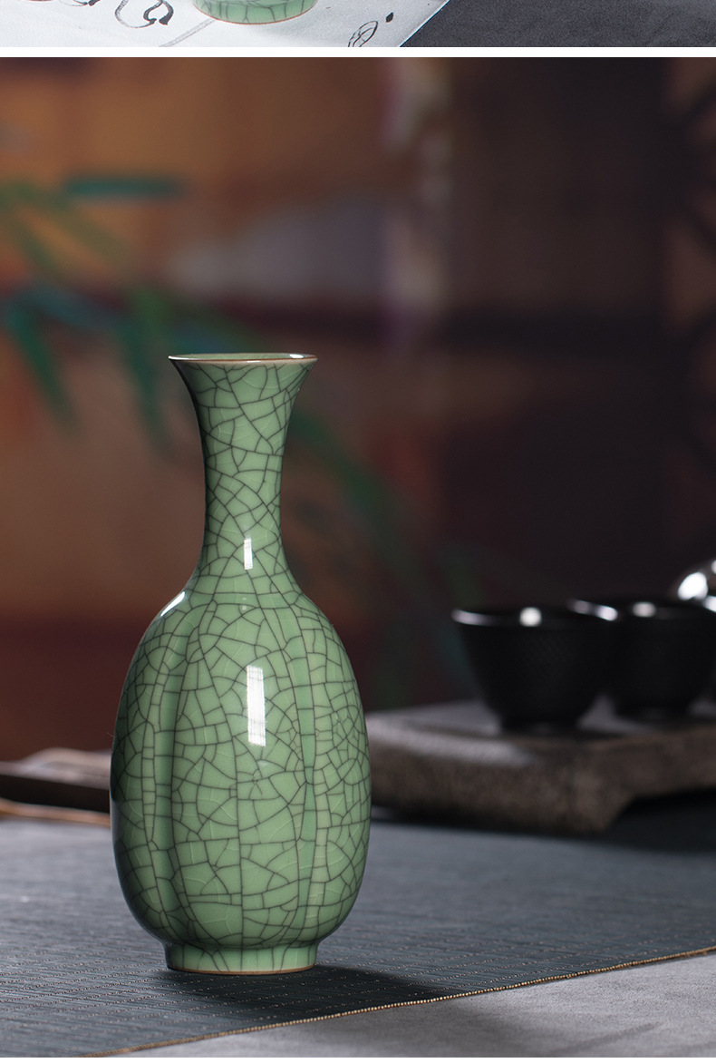 龙泉青瓷 创意小号陶瓷花瓶插花器 中式复古桌面台面家居饰品摆件