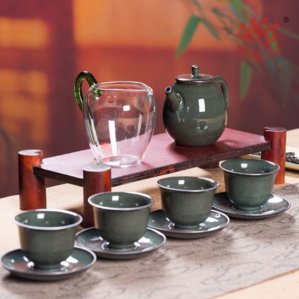 龙泉青瓷 创意铁胎功夫茶具套装 陶瓷便携旅行泡茶壶茶杯盏礼盒装