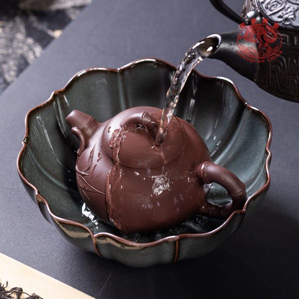 龙泉青瓷 壶承干泡台中式复古铁胎手工功夫茶具配件 陶瓷壶垫壶托