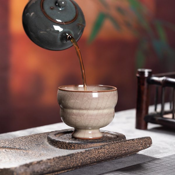 龙泉青瓷 传世哥窑功夫茶杯主人杯 陶瓷手工品茗杯茶碗茶盏礼盒装