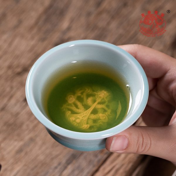 龙泉青瓷 创意高档纯手工主人杯单杯 陶瓷功夫茶具品茗茶杯礼盒装