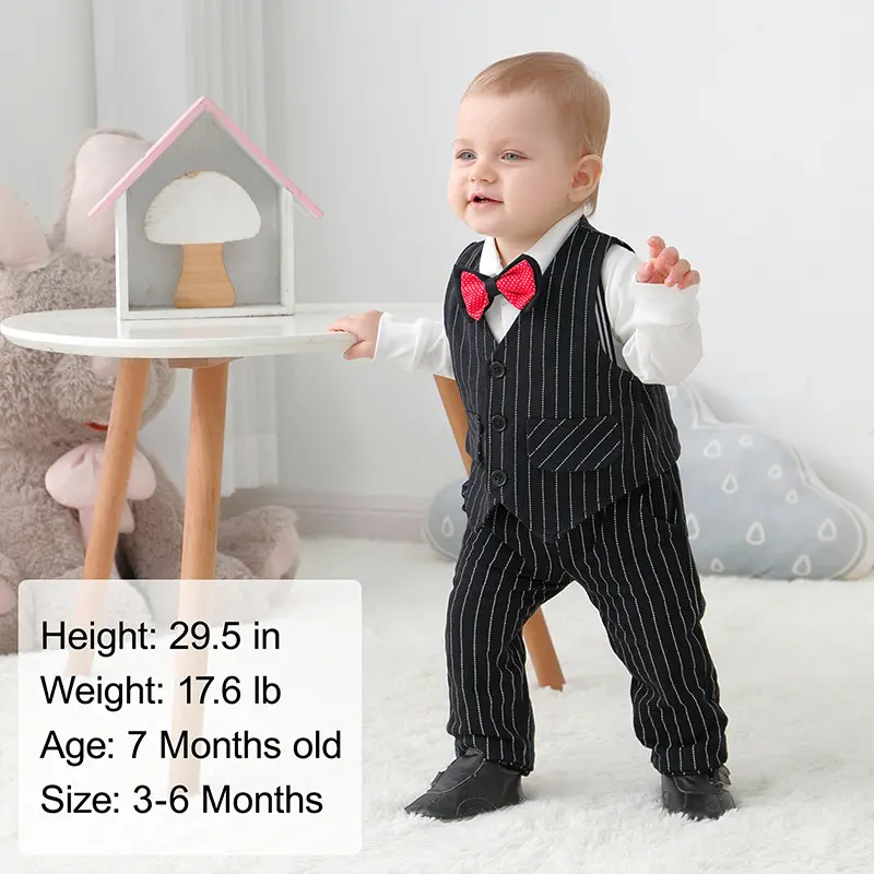 外贸童装宝宝春秋款男童秋装服婴儿绅士背带裤三件套哈衣儿童套装