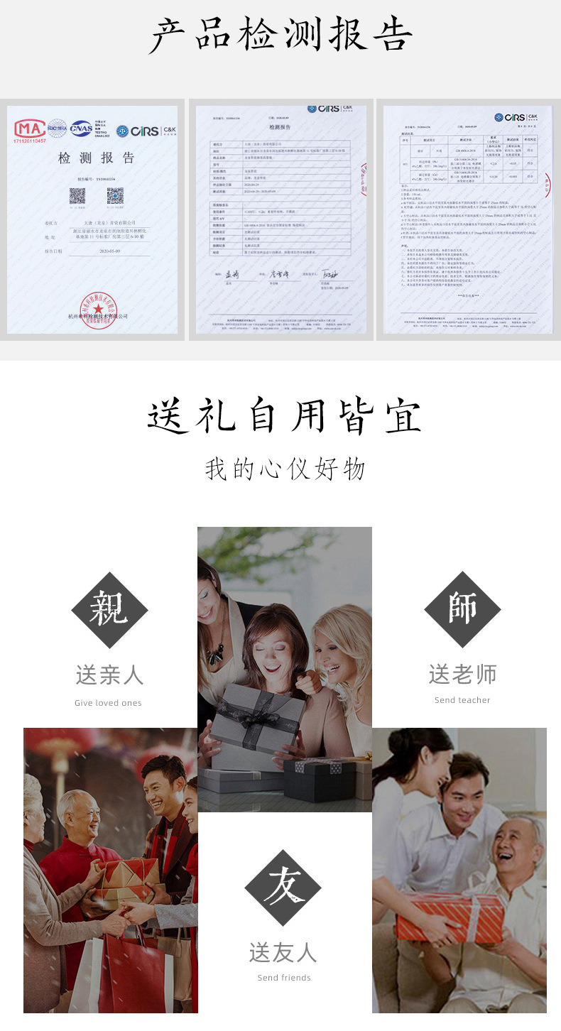 龙泉青瓷 厂家直销创意木盖茶叶罐 陶瓷中式良渚储存茶罐LOGO