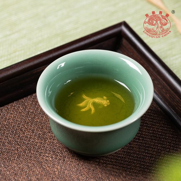 龙泉青瓷 功夫茶杯手工主人杯单杯 陶瓷高档中式品茗杯马蹄杯茶碗