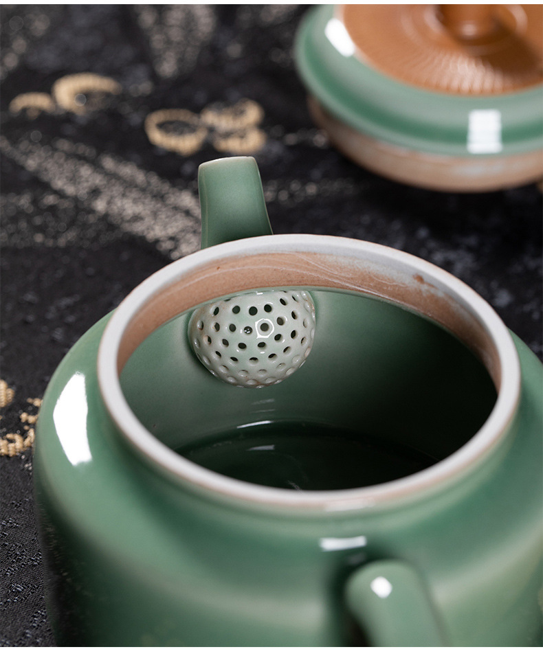 龙泉青瓷功夫茶具手工跳刀盖碗茶壶茶杯套装陶瓷轻奢商务伴手礼