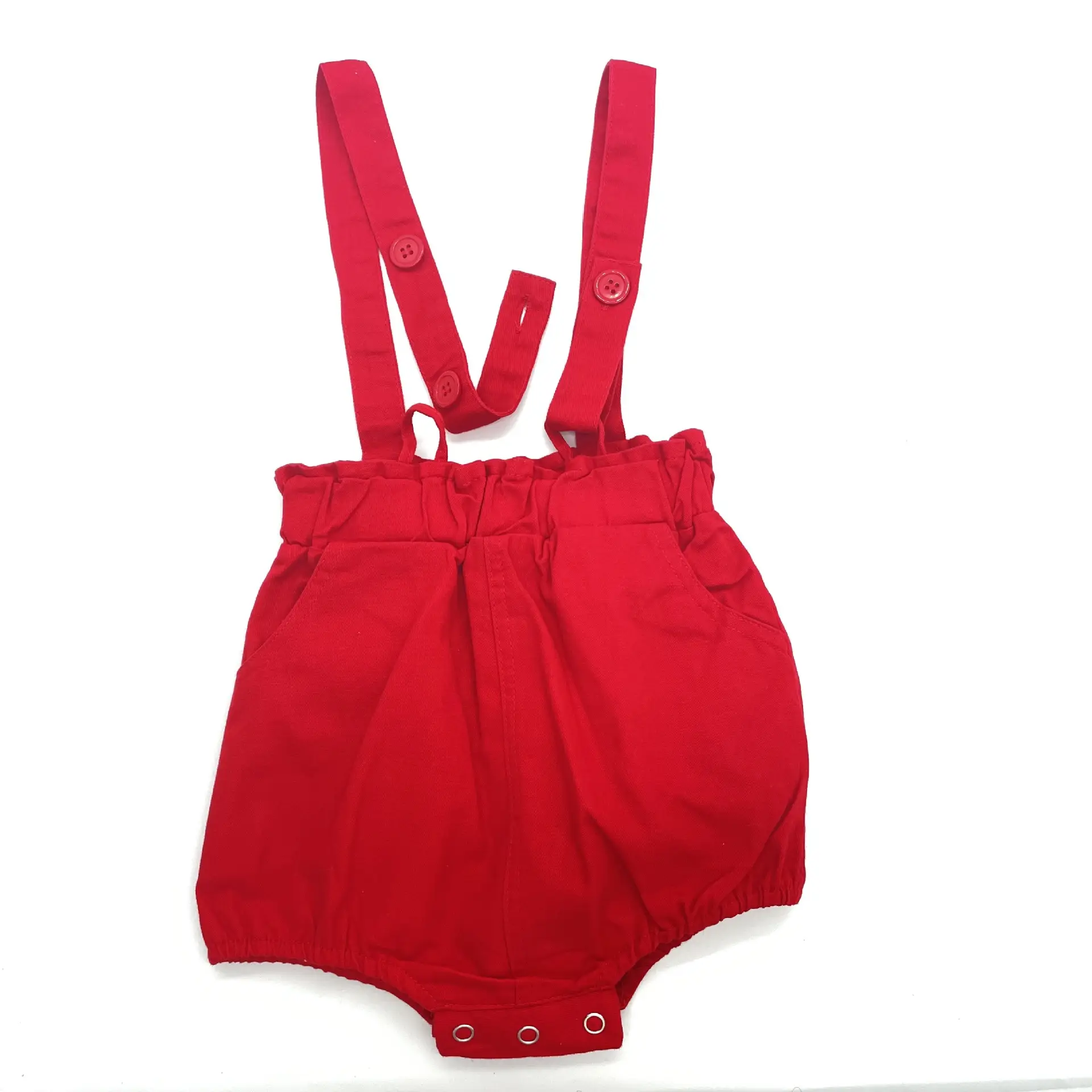 加工定制跨境新款夏婴童套装绅士儿童套装短袖爬服加背带裤两件套