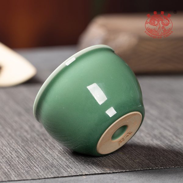 龙泉青瓷 创意纯手工主人杯单个 陶瓷如意风水缸品茗杯个人杯茶碗