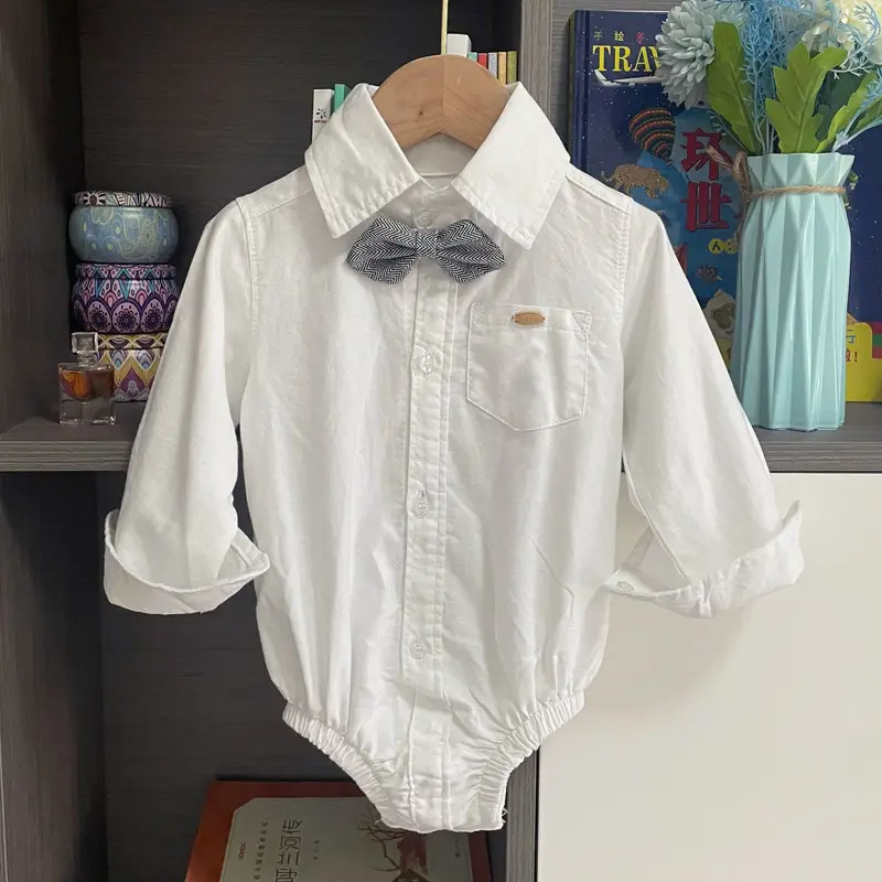 跨境秋季新款男宝宝哈衣棉新生儿蝴蝶结周岁生日摄影服装厂家直销