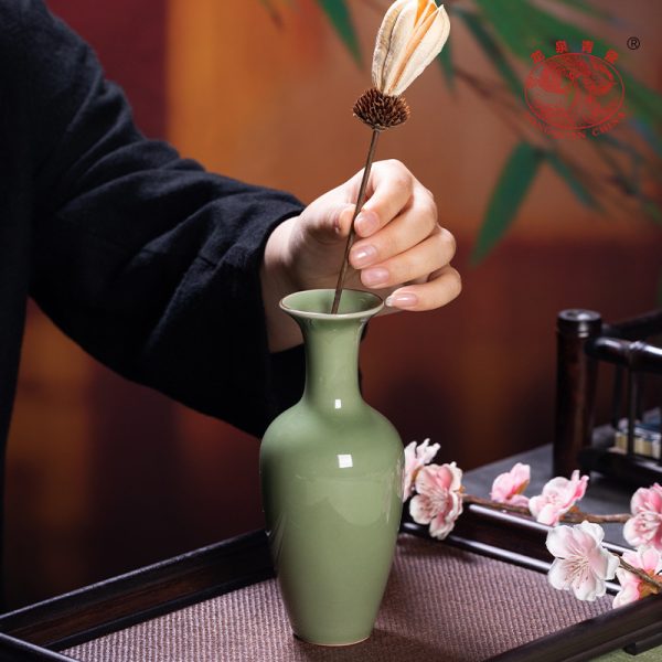 龙泉青瓷 创意简约家居小号花瓶插花器 陶瓷客厅酒店水培花瓶摆件