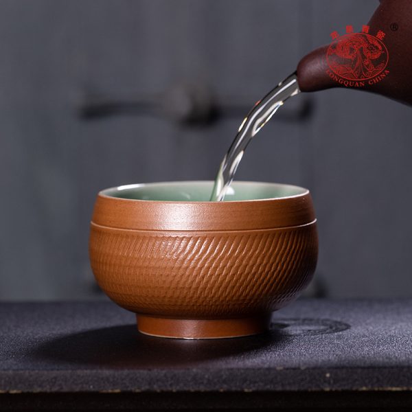 龙泉青瓷 功夫茶杯手工跳刀品茗杯单个杯 陶瓷家用高档泡茶碗茶盏