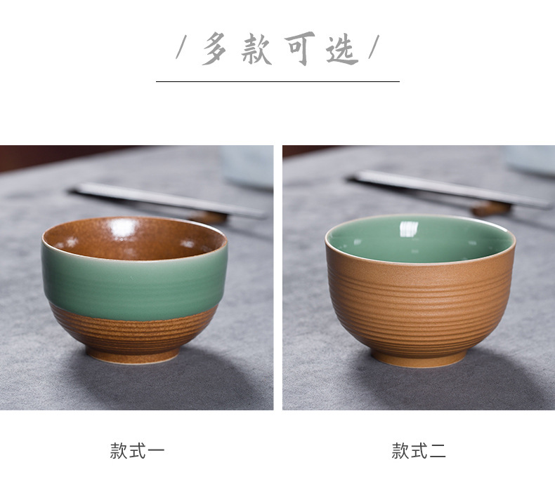 龙泉青瓷 中式大号米饭碗创意粗陶瓷碗 家用酒店民宿复古陶瓷餐具