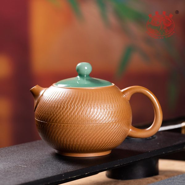 龙泉青瓷 手工跳刀一壶四杯功夫旅行茶具 陶瓷家用便携泡茶壶茶杯