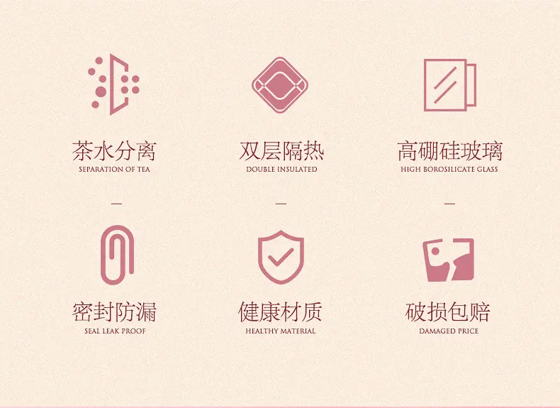 茶水分离泡茶杯双层隔热玻璃杯家用简约便携可爱水杯男女过滤杯子