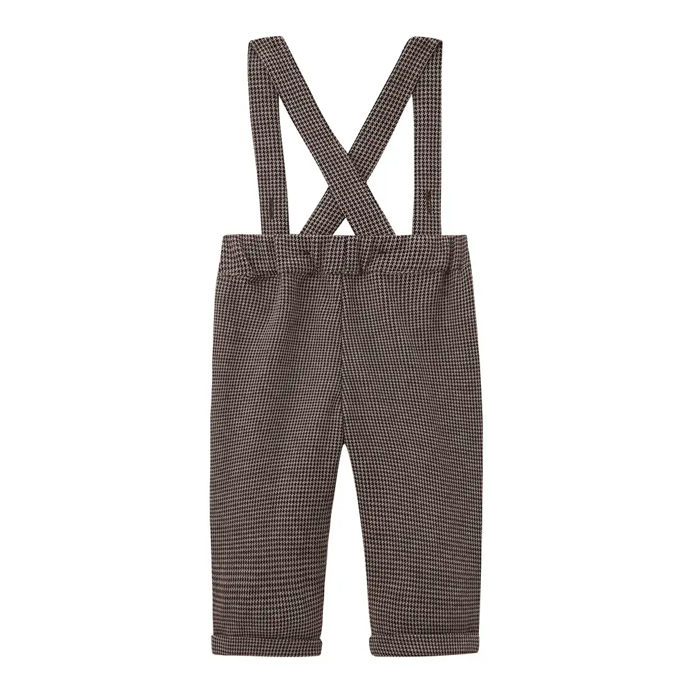 英伦风男宝宝背带裤套装千鸟格长袖男童生日服装春秋绅士礼服