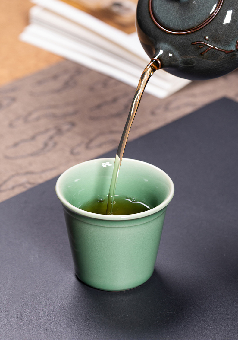 龙泉青瓷 创意大容量功夫茶杯主人杯单杯 陶瓷个人专用金蟾品茗杯