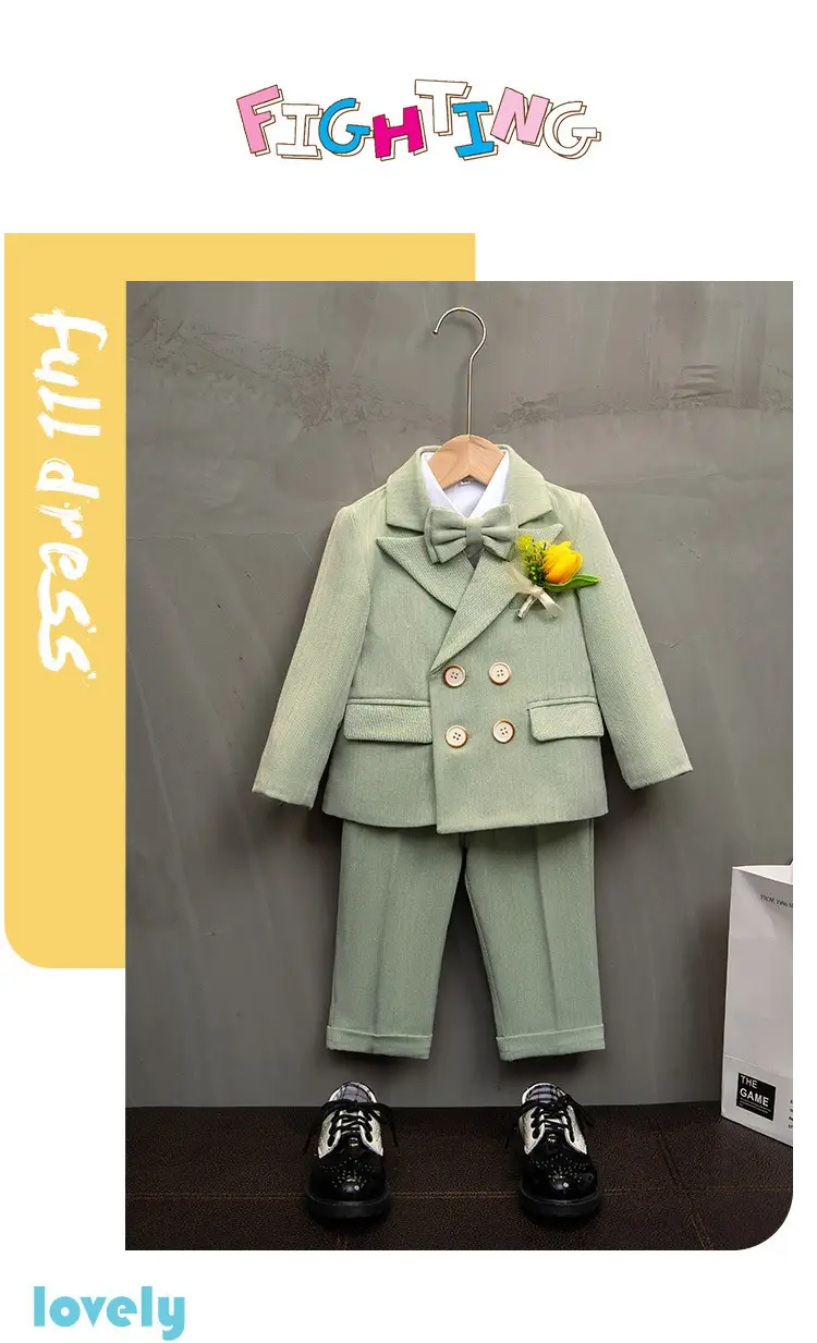 儿童西装秋冬新款英伦风婚礼花童礼服套装宝宝周岁生日宴会演出服