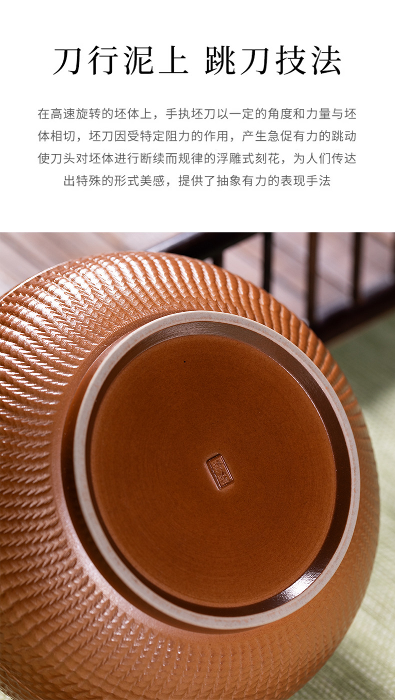 龙泉青瓷茶叶罐大号密封储存罐子陶瓷灰釉手工跳刀家用普洱茶饼盒