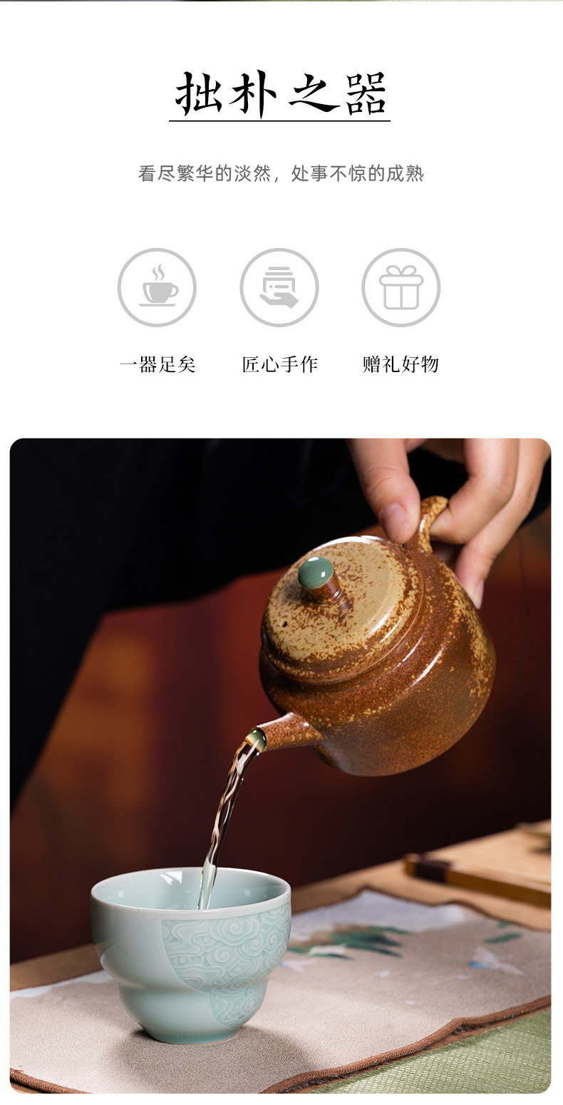 龙泉青瓷 功夫茶具套装家用盖碗茶杯整套 陶瓷中式高档茶具礼盒装