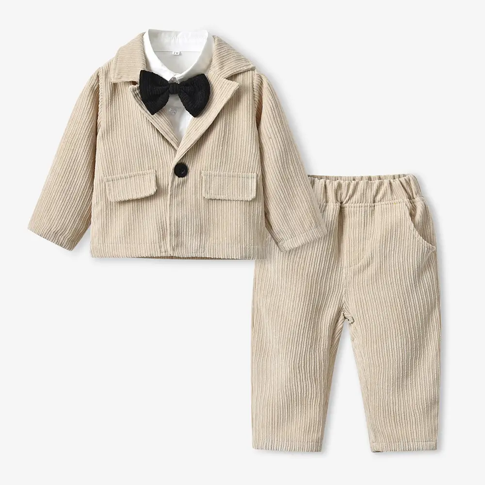 童西装韩式男童纯色西服外套棉质衬衫长裤套装宝宝花童周岁 礼服