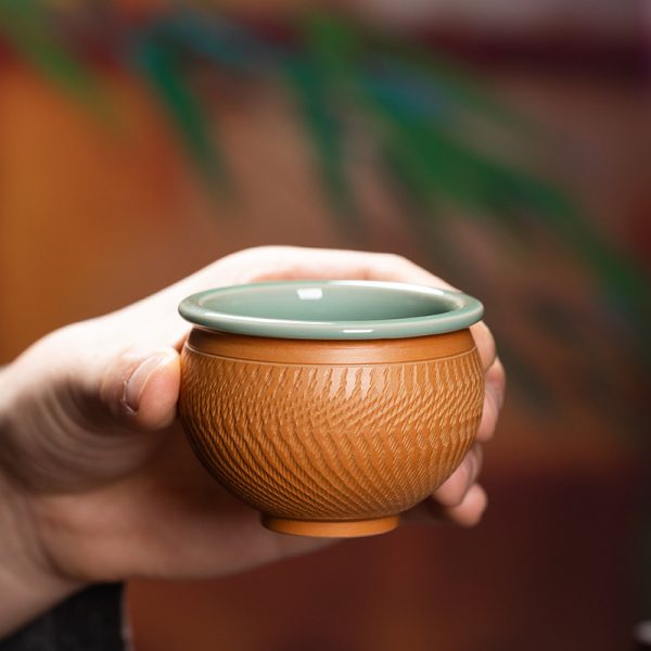 龙泉青瓷 功夫茶杯主人杯单杯个人杯茶碗 陶瓷创意手工跳刀品茗杯