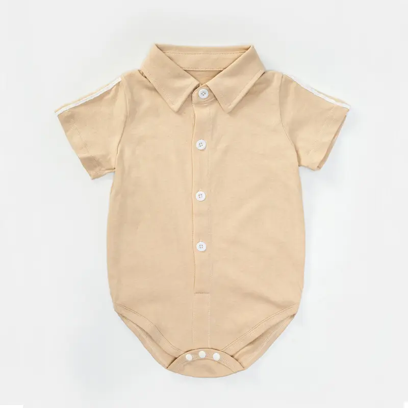 加工定制外贸夏新款男童三角哈衣短袖套装新生儿爬服短裤童装厂家