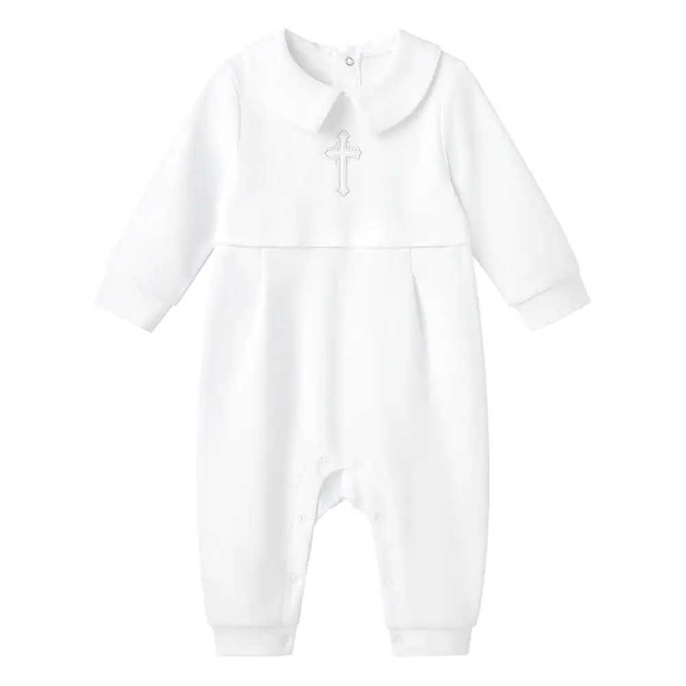 跨境春秋新款婴儿可爱连体衣宝宝洗礼服衣服套装哈衣爬服娃娃睡衣