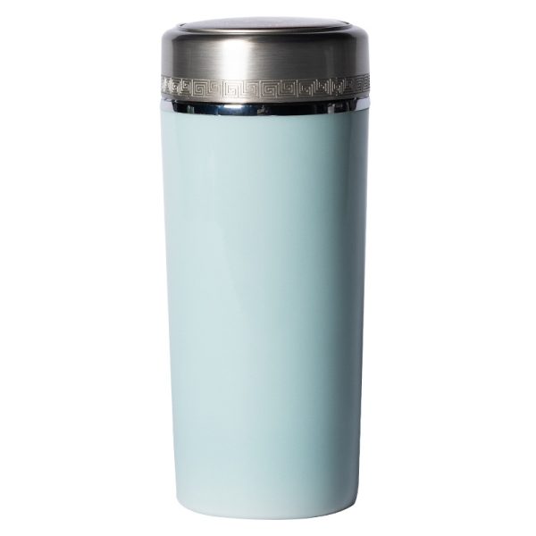 龙泉青瓷 保温杯大容量不锈钢内胆水杯 陶瓷便携茶水分离泡茶杯子