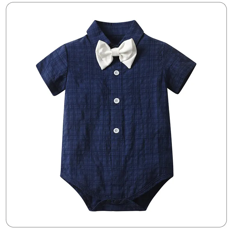 源头工厂短袖短裤马甲三件套儿童服装小少爷夏季哈衣正装男童套装