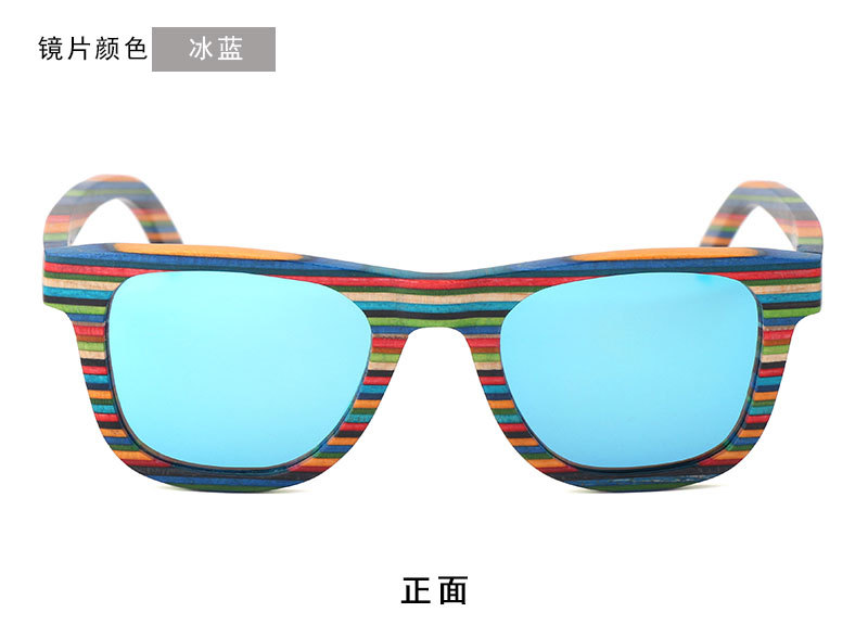 新款跨境男女士竹木眼镜  时尚彩木多层偏光太阳眼镜  UV400 现货