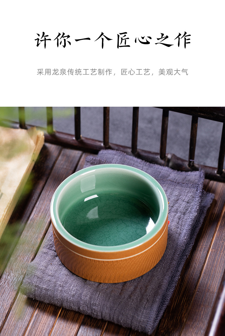 龙泉青瓷 功夫茶杯手工主人杯单杯 陶瓷高档跳刀品茗杯茶碗礼盒装