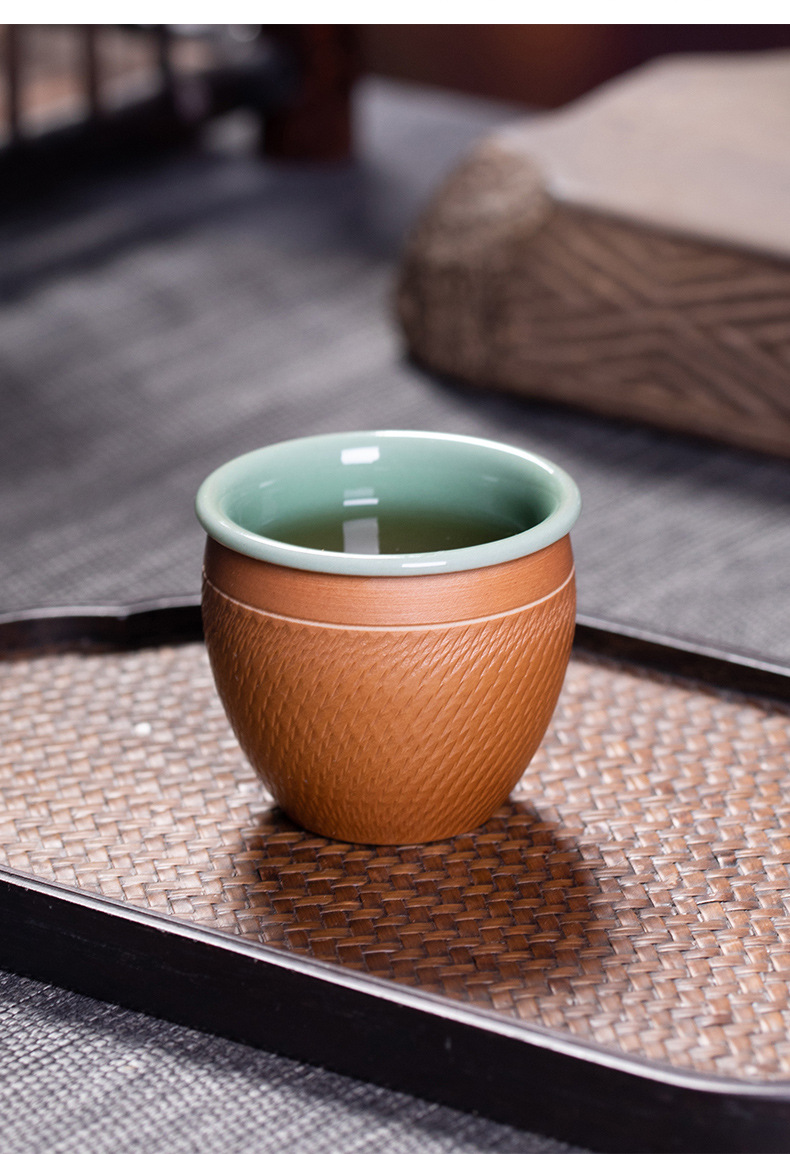 龙泉青瓷 创意手工跳刀主人杯单杯 陶瓷功夫茶杯小号闻香杯品茗杯