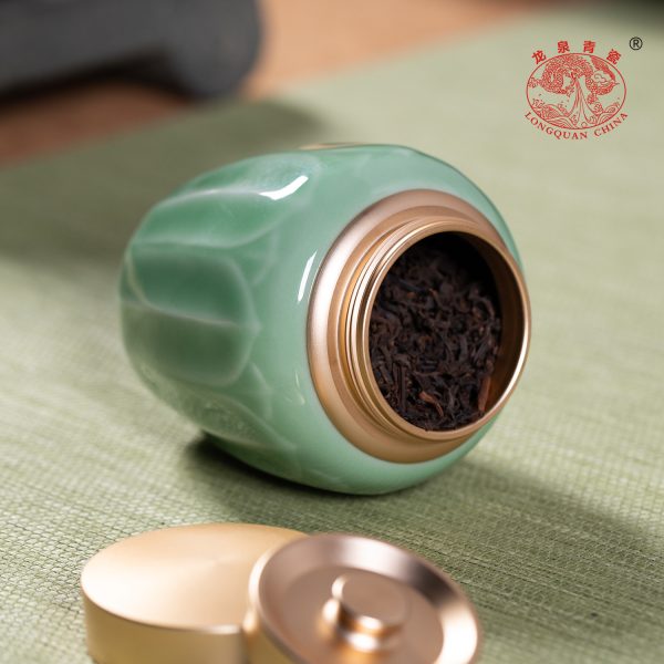 龙泉青瓷茶叶罐密封罐陶瓷罐家用便携小茶罐茶叶防潮储藏罐茶仓罐